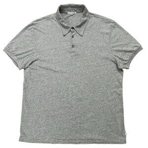 James Perse Standard Polo Shirt Mens Size 2 M Short Sleeve Cotton Gray